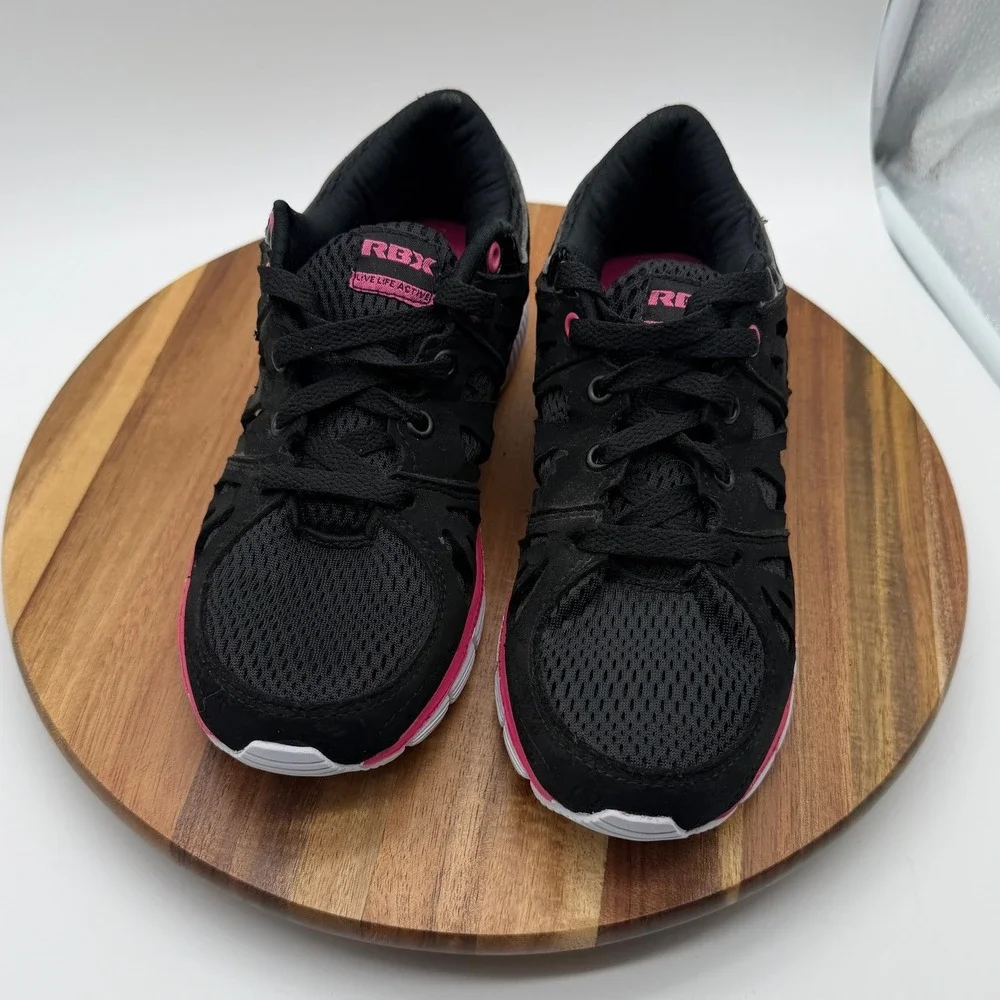 RBX Live Life Active Women's 7 1/2 Running Shoes Black‎ Pink Sneakers 1027